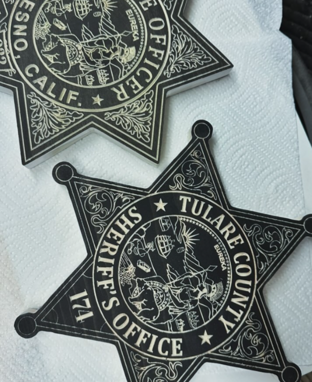 Engraved Tulare County Sheriff’s Office star presentation pieces